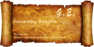 Gavansky Etelka névjegykártya